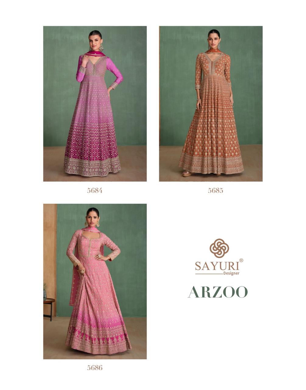 Arzoo By Sayuri Designer Georgette Gown With Dupatta Wholesale Online